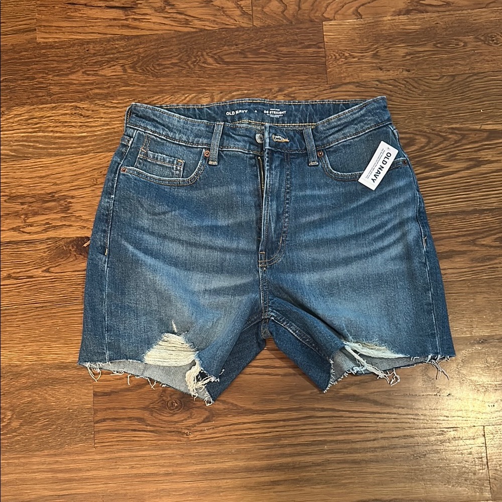 Old Navy Raw Hem Medium Wash Jean Shorts